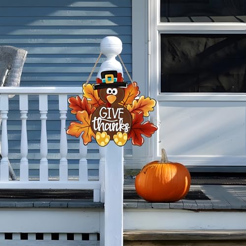 Thanksgiving Wooden Door Sign Set - Fall Harvest Welcome Decor for Front Door & Wall