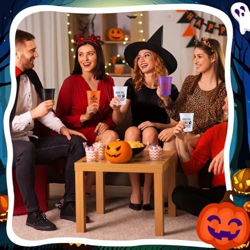 36 Pack Halloween Plastic Cups 16oz Pumpkin Ghost Witch Hat Skull Party Supplies
