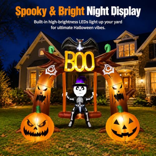 Giant 12FT Halloween Inflatable Boo Archway with LED Lights - Outdoor Yard Decor
