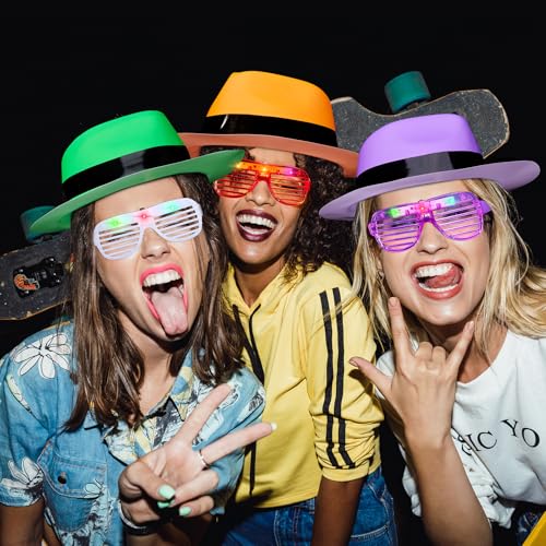 Neon Party Supplies Glow in the Dark Party Favors for Hora Loca Carnival - Neon Hats & Glasses 60 PCS