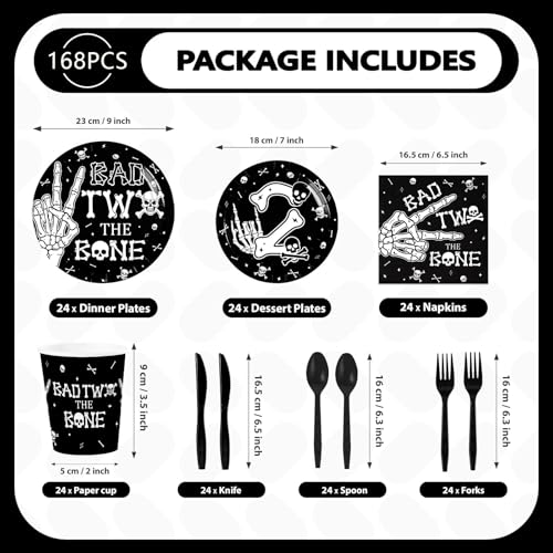 168Pc Rock & Roll Bad Two The Bone Birthday Party Supplies Set - For 24 Guests - Variation of This Listing