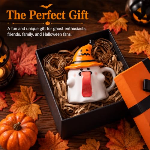 Halloween Ghost Coffee Mug - 14 oz Ceramic Spooky Drinkware for Halloween