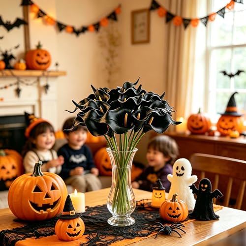 Artificial Calla Lily Flowers Set - Black, 13pcs for Wedding & Home Decor