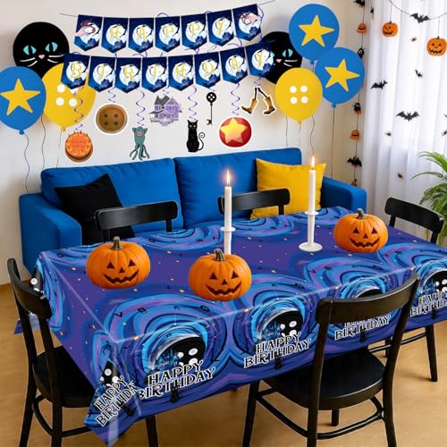 135Pcs Horror Birthday Party Decorations Blue Theme with Banner, Balloons, Plates, Napkins & Cake Toppers