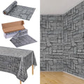 Stone Wall Tablecloth Roll 100ft x 54in Plastic with Cutter Box - Gray Texture