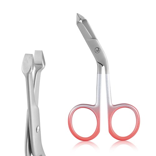 Professional Scissor Tweezers - 3Cr13 Stainless Steel Tweezers with Handles, Larger Grabbing Surface Area, Precision Eyebrow Tweezers for Women and Men Facial Hair (Red)