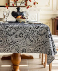 Black Damask Tablecloth for Rectangular Tables 57x102 Inches Waterproof & Wrinkle-Resistant