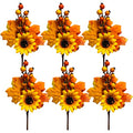Artificial Fall Sunflower Berry Picks - 6 Pack Autumn Harvest Decor