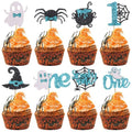 Halloween Spooky First Birthday Cupcake Toppers - Blue, Glitter, 48Pcs