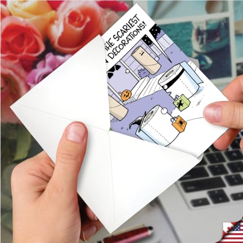 Halloween Skeleton Greeting Cards Set - Funny Skeleton Decorations, 12 Count - Trick or Treat Stationery