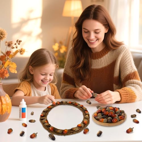Dark Artificial Acorns Bulk for Autumn Crafts & Thanksgiving Decor - 80pcs