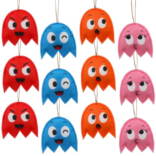 Halloween Video Game Ghost Decorations - 12 Pack, Felt Hanging Ornaments