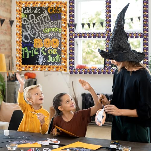 Halloween Bulletin Board Border Spooky Pumpkin Ghost 72ft - Black+Orange