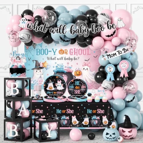 Halloween Gender Reveal Decorations Kit Booy or Ghoul for Baby Shower - Variation of Halloween