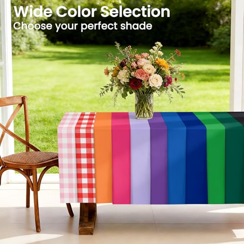 Disposable Pink Gingham Tablecloth 54 x 108 Inches - 4 Pack for Rectangular Tables