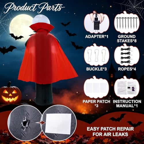12FT Halloween Skeleton Inflatable with LED Lights - Spooky Outdoor Decor