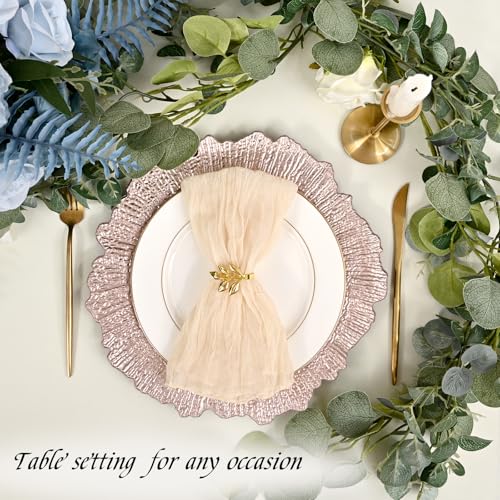50 Pack Rose Gold Charger Plates 13 Inch Reef Decor Bulk for Weddings & Events