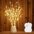 Lighted Birch Branches 18IN with White LED & Timer - Battery Operated for Holiday Decor - White Branches with White Lights