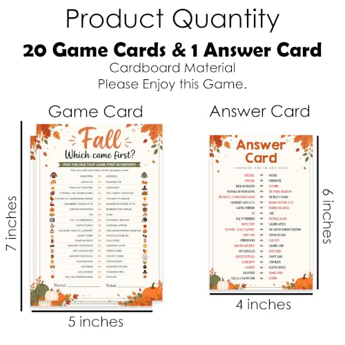 Which Came First -2 Card Game Set for Autumn Fall Thanksgiving Parties