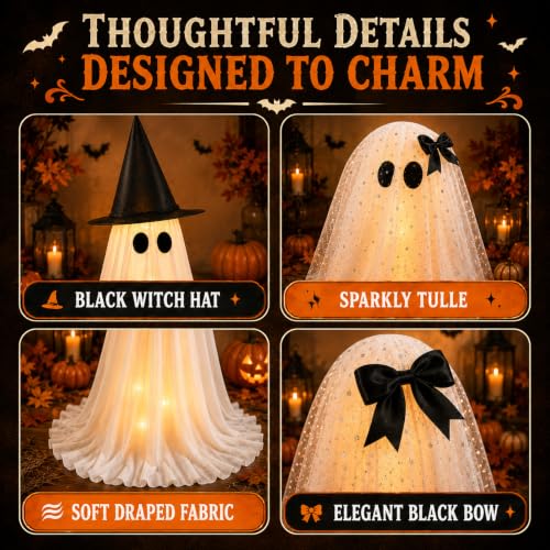 Lighted Ghost Halloween Decoration with 8 Modes & Remote Control