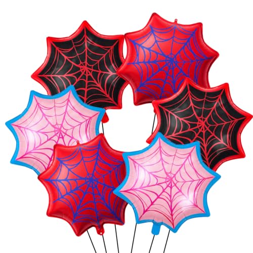 Soulchen 6 Pack Spider Web Balloons Party Decorations Blue Pink Black - Variation of THIS listing