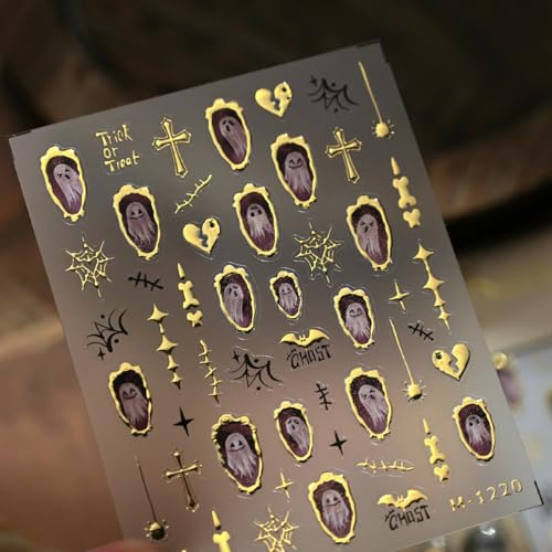 Halloween Nail Art Stickers Ghost 5D Embossed Nail Decals - Style-4