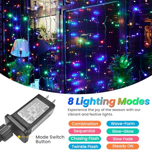 Colorful 32ft LED Christmas Tree Lights - Waterproof Outdoor Fairy String Lights with 8 Modes