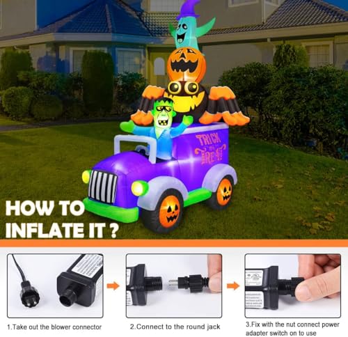 Halloween Inflatable Frankenstein Car Yard Decoration with Lights - 8Ft