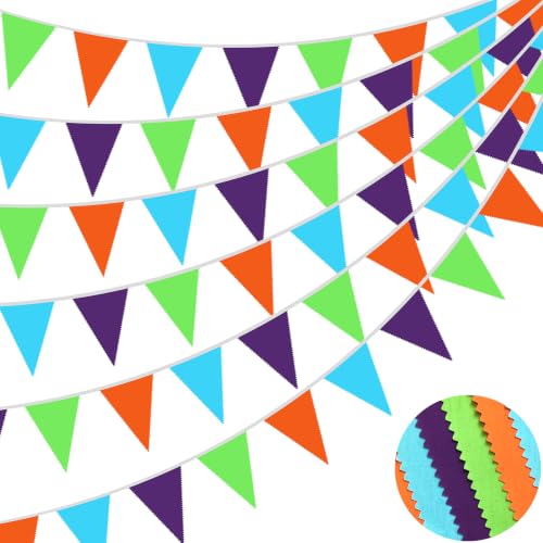Fabric Bunting Banner 40Ft Kids Party Decorations - Colorful Triangle Flags