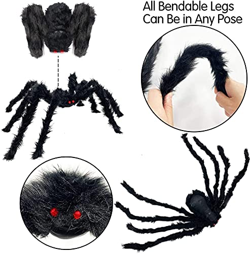 Halloween Spider Decorations Set with Cobwebs and Fake Spiders for Indoor Outdoor Yard Party