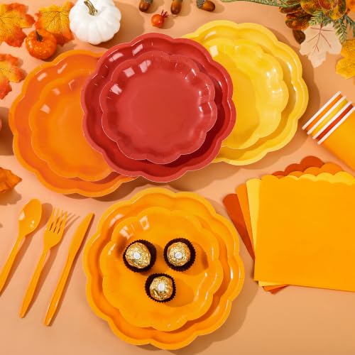 Fall Orange Paper Plate and Napkins Set for 24 Guests - Variation of THIS listing