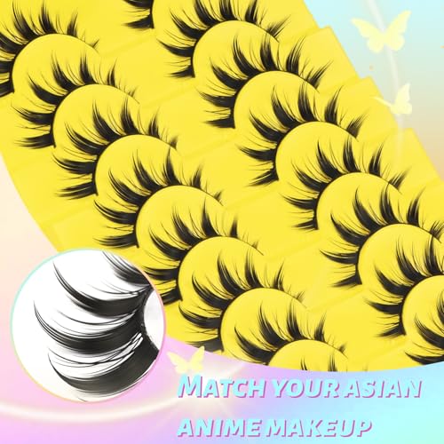 Lovely-9P Spiky Manga False Eyelashes - Wispy Anime Style, Reusable 8D Lashes