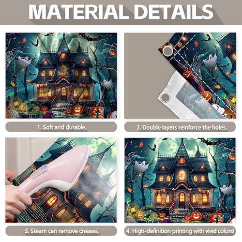 Halloween Garage Door Banner 8x7ft Cartoon Pumpkin Ghost Night Moon Decorations