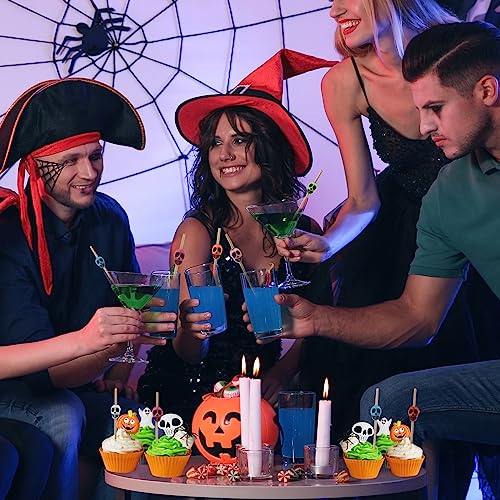 Halloween Skeleton Drink Toppers 150pcs Colorful Cocktail Picks for Drinks & Desserts