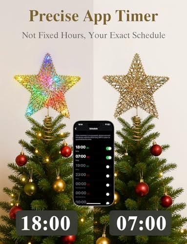 Gold Christmas Tree Topper Star with RGB LED Lights, 9 Inch Smart Remote & App Control