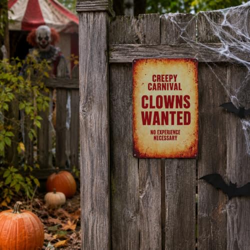 Creepy Carnival Clown Metal Sign - Halloween Horror Wall Decor