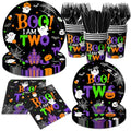 Halloween Ghost Party Supplies Set for Kids 2nd Birthday - Plates, Cups, Napkins & Cutlery