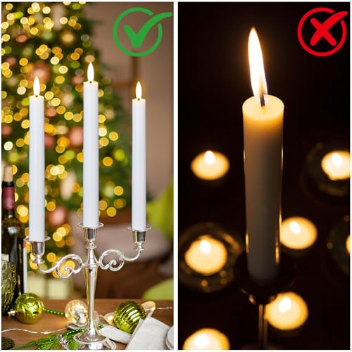 Wondise 4 Pack Flameless Taper Candles with Remote & Timer - White