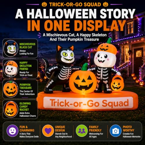 Halloween Inflatable Trick-or-Treat Squad 7FT Yard Decoration - Fun Characters