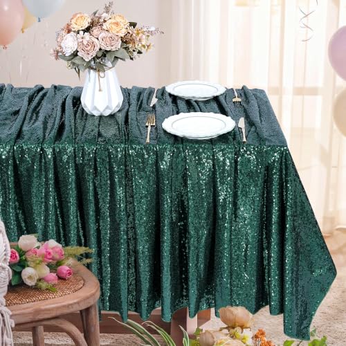 Emerald Green Sequin Rectangular Tablecloth 60 x 102 Inches - Wedding Party Decor