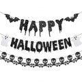 Halloween Banner Decorations with Bat Ghost Skull Glitter Pre-Strung Party Supplies