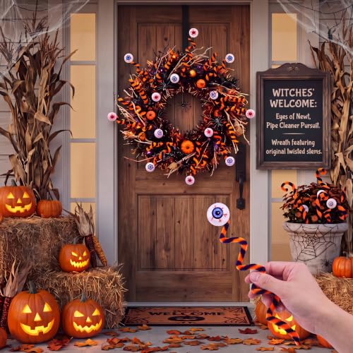 Halloween Eyeball Picks Set - 17.7 Inch Creepy Floral Decorations for Wreaths and Crafts