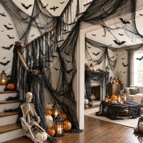 Halloween Party Decorations Black Creepy Cloth & Bat Wall Decor - Black Bat Variation