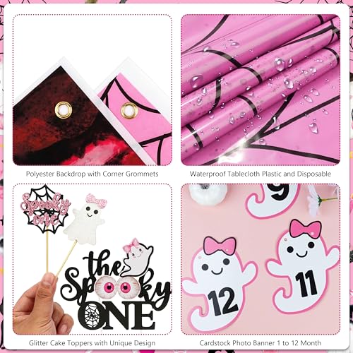 Pink Spooky First Birthday Decorations Kit for Girls Halloween Party - Variation: Pink
