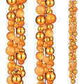Christmas Ornament Garland - 6 Ft Orange Decorative String of Bulbs - 2 Pack