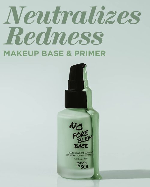 TOUCH IN SOL Redness Correcting Primer - Pore Minimizing Green Makeup Base - 1.01 fl. oz. for Rosacea Relief