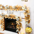 2 Pack Fall Garland with Lights - Maple Leaf Pumpkin Berries Autumn Decor 6Ft
