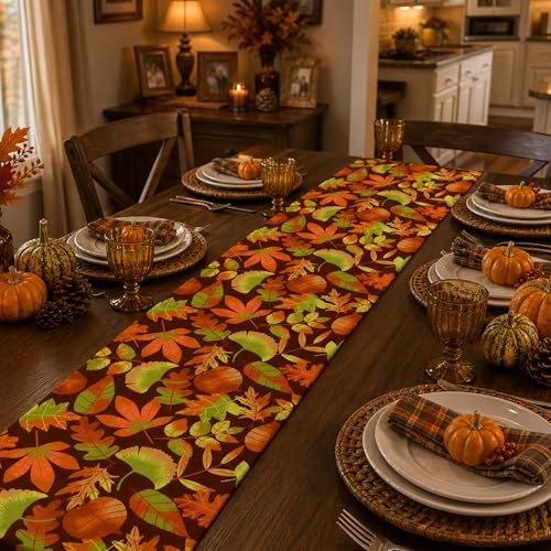 Fall Leaves Table Runner - Autumn Decor for Thanksgiving & Friendsgiving