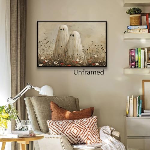 Unframed Ghosts in Wildflower Meadow Canvas Wall Art - Fall Landscape Poster 12x16in
