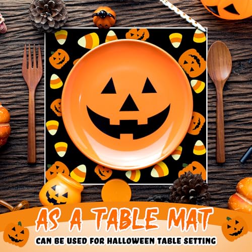 Halloween Pumpkin Wax Paper Wraps - Orange & Black, 100 Sheets, 11.4x11 Inches